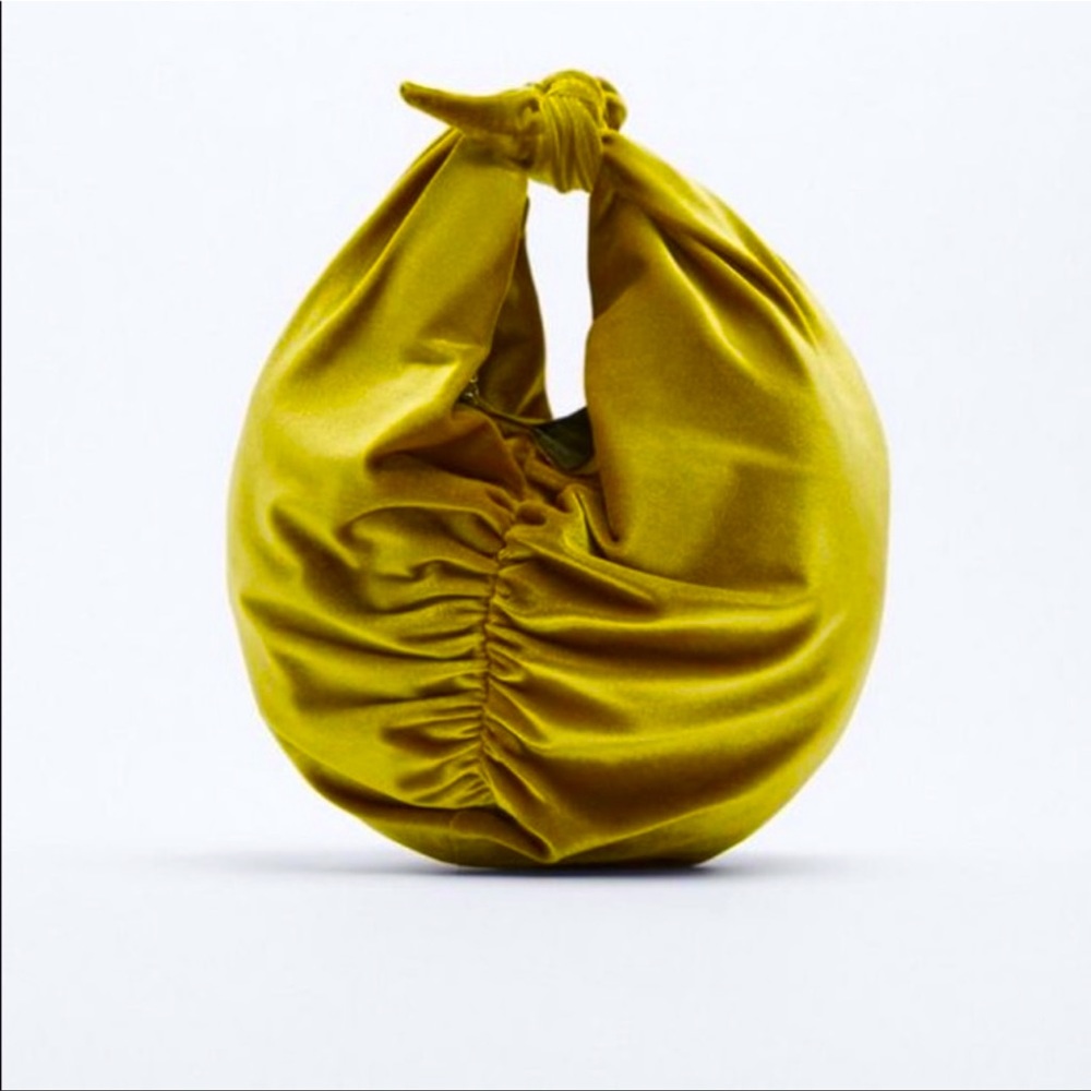 Zara On-Trend Fashionable Yellow Velvet Bucket Bag